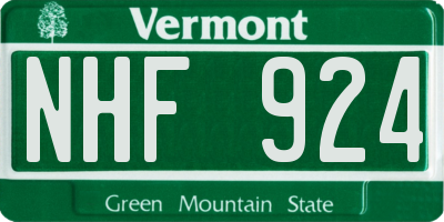VT license plate NHF924