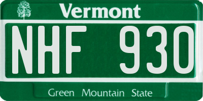 VT license plate NHF930