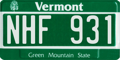 VT license plate NHF931