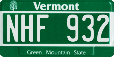 VT license plate NHF932