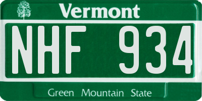 VT license plate NHF934