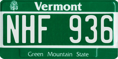 VT license plate NHF936