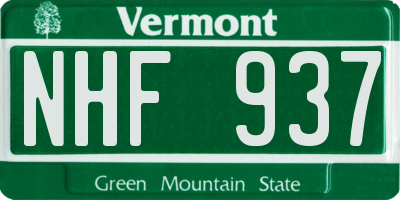 VT license plate NHF937