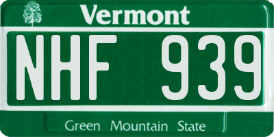 VT license plate NHF939