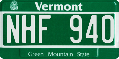 VT license plate NHF940