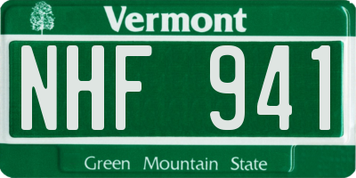 VT license plate NHF941