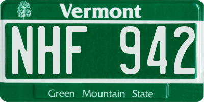 VT license plate NHF942