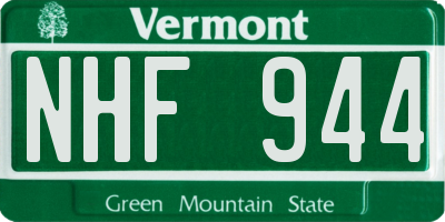 VT license plate NHF944