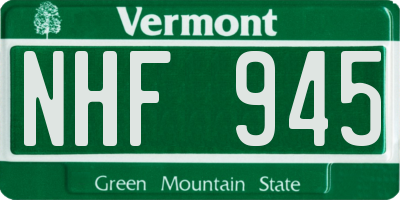 VT license plate NHF945