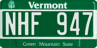 VT license plate NHF947