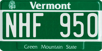 VT license plate NHF950