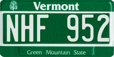 VT license plate NHF952