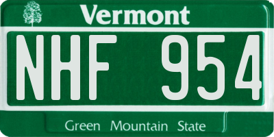 VT license plate NHF954