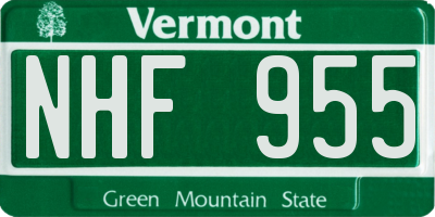 VT license plate NHF955