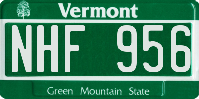 VT license plate NHF956