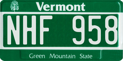 VT license plate NHF958