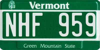VT license plate NHF959