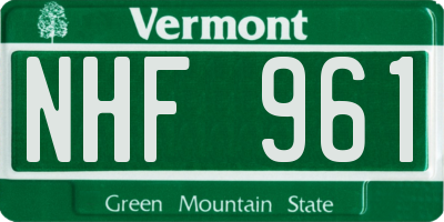 VT license plate NHF961