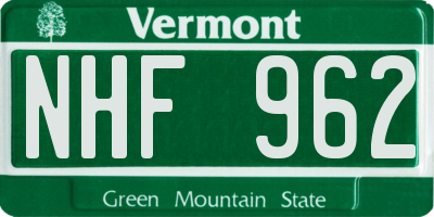 VT license plate NHF962