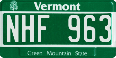VT license plate NHF963
