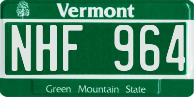 VT license plate NHF964