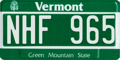 VT license plate NHF965