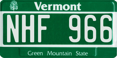 VT license plate NHF966