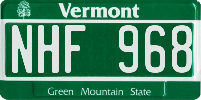 VT license plate NHF968