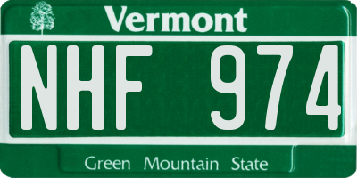 VT license plate NHF974