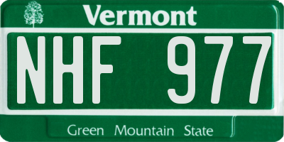 VT license plate NHF977