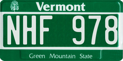 VT license plate NHF978