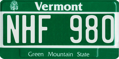 VT license plate NHF980