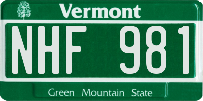 VT license plate NHF981