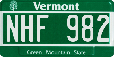 VT license plate NHF982