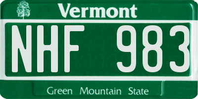 VT license plate NHF983
