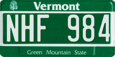 VT license plate NHF984
