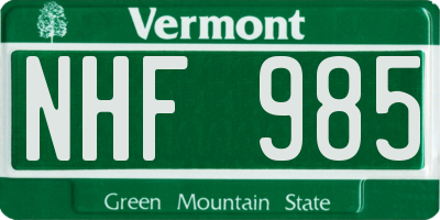 VT license plate NHF985
