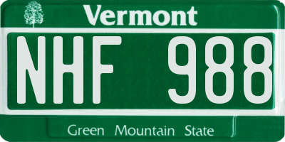 VT license plate NHF988