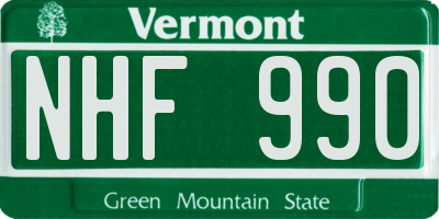 VT license plate NHF990