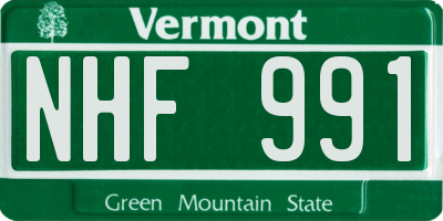 VT license plate NHF991