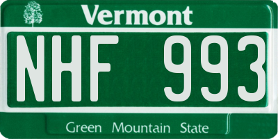 VT license plate NHF993