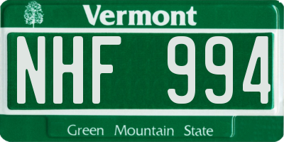 VT license plate NHF994