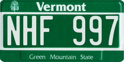 VT license plate NHF997