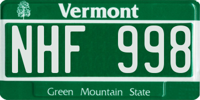 VT license plate NHF998