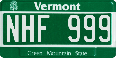 VT license plate NHF999
