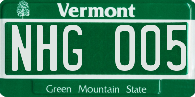 VT license plate NHG005