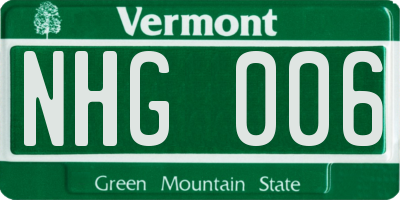 VT license plate NHG006