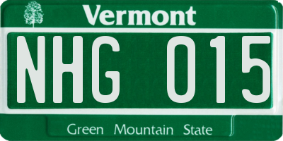 VT license plate NHG015