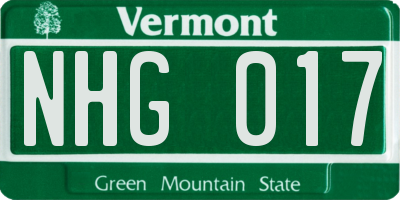VT license plate NHG017