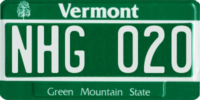 VT license plate NHG020